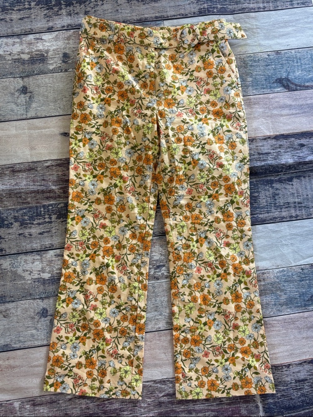 LOFT Floral Print Wide-Leg Pants in Yellow & Orange Floral Print